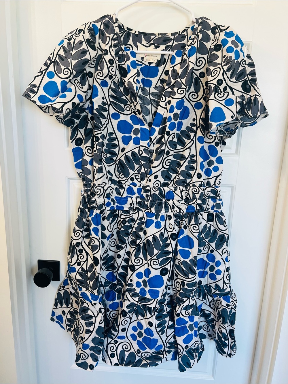 Anthropologie Blue, Black and White Floral Casual Dress